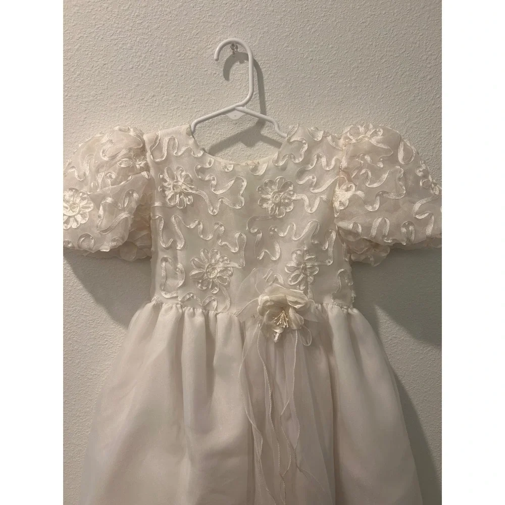 Lida California Girls White Floral Embroidered Organza Special Occasion Dress 6